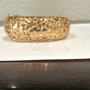 Elegant faux Gold bangle Bracelet with Intricate Design